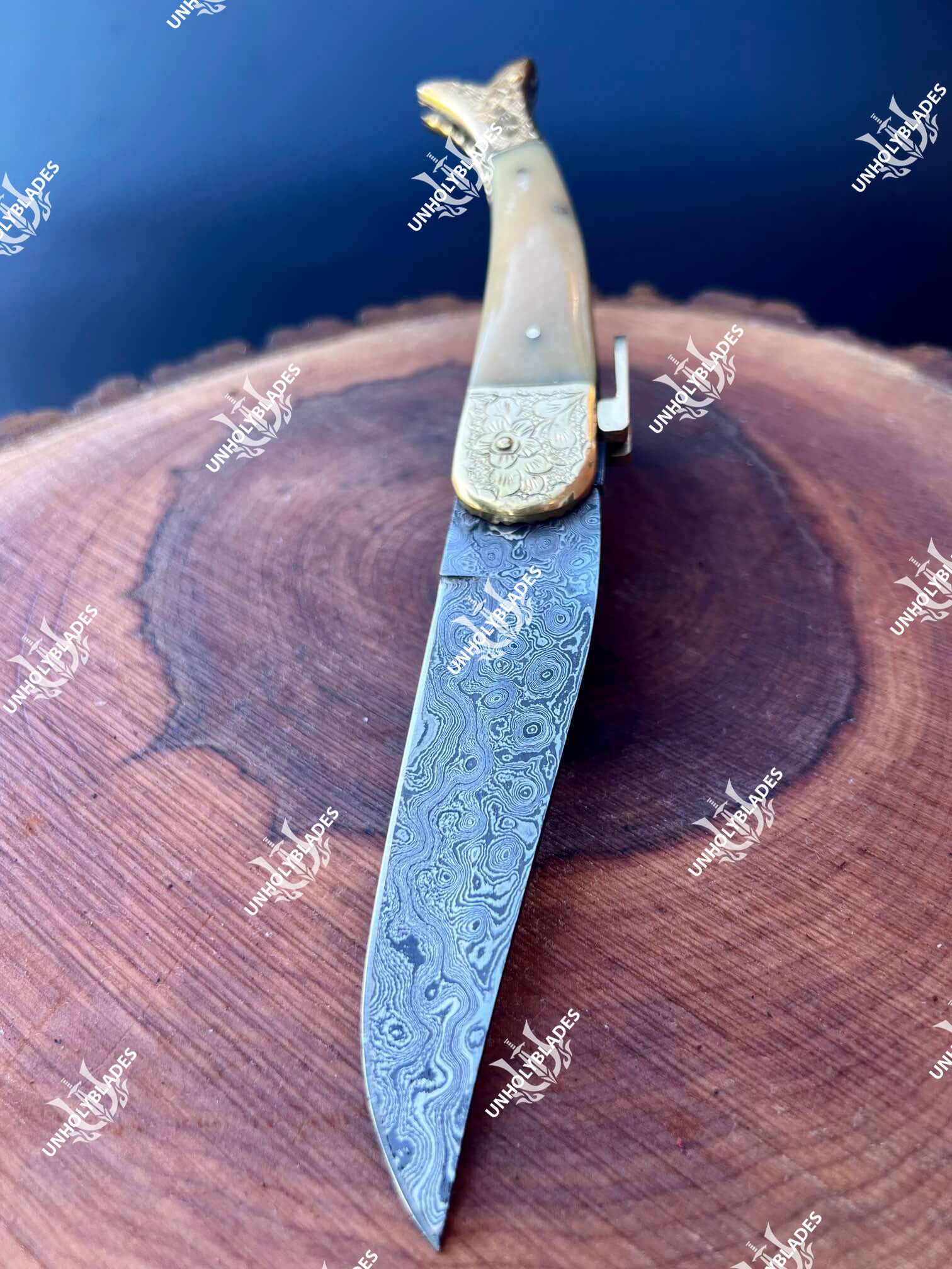 Exquisite Handmade Skinning Knife with Camel Bone Grip