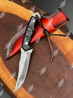 Custom Hunting Knife With Black Ram Horn
