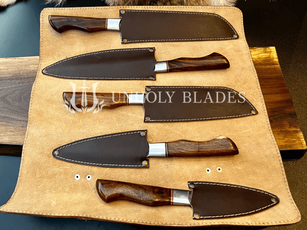 Handmade Damascus Kitchen Chef Knife Set, Cooking Knife Set With