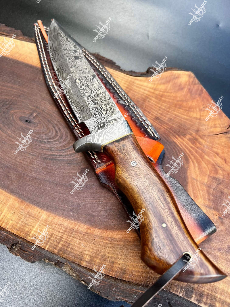 Custom Handmade Bowie Knife with Ladder pattern