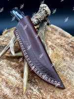 Custom Handmade Damascus Steel Skinning Knife with Buffalo Horn Handle