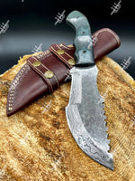 Damascus Steel Raindrop Pattern Tracker Knife