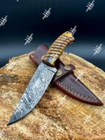 Custom Hunting Knife With Densified Wood Orange Color