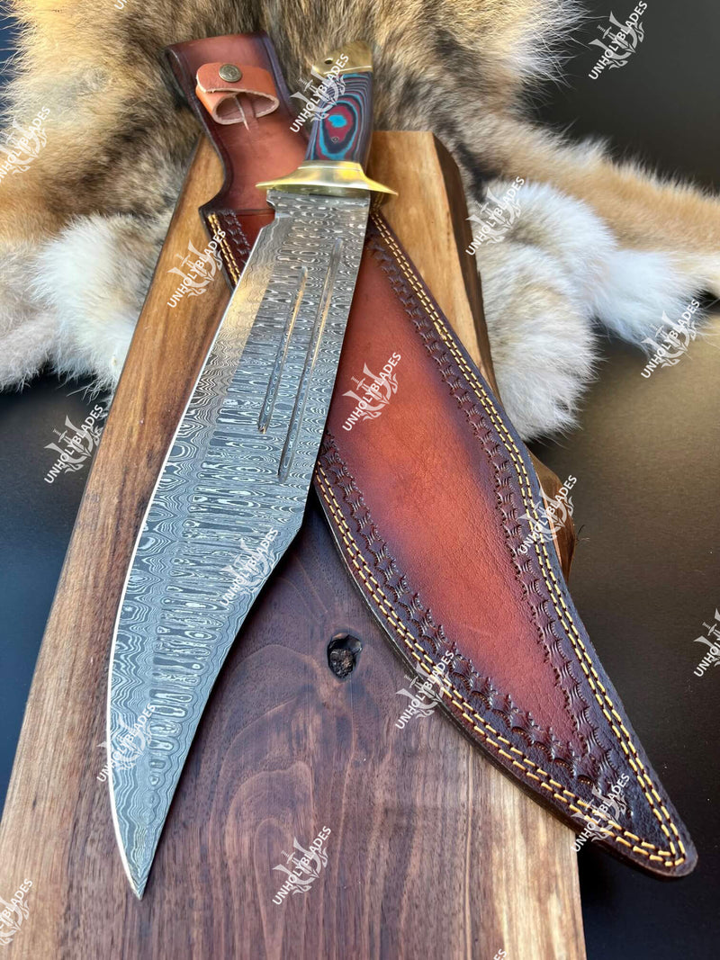 21 Inch Handmade Damascus Steel Bowie Knife