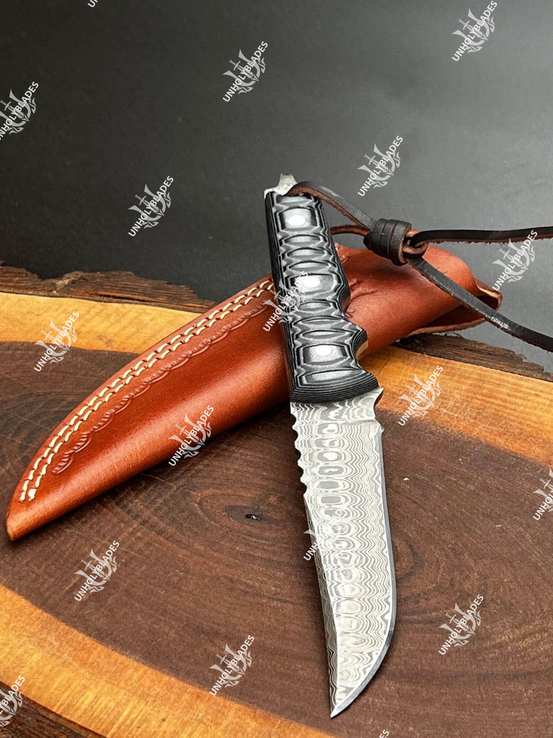 Custom Damascus Steel Handmade Outdoor Knife