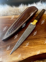 Damascus Dagger Steel knife with Raindrop Pattern