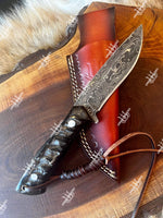 Handmade Damascus Hunting Steel Knife With Ram Horn