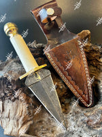 Damascus Steel Dagger With Camel Bone Handle