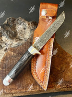 Damascus Steel Tanto Knife With Ladder Pattern